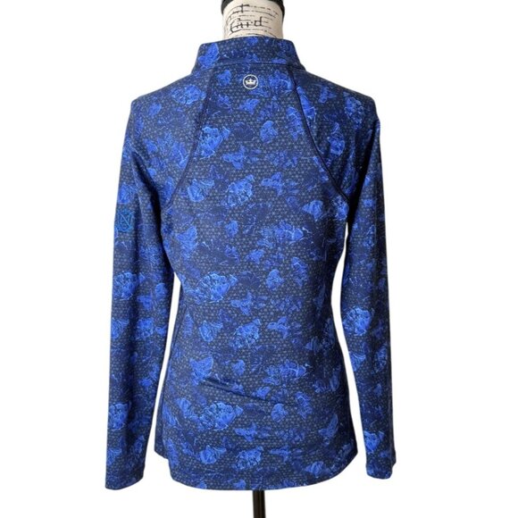 Peter Millar 1/4 Zip Pullover Top Blue Print UPF 50 Long Sleeve Womens Size S - Picture 3 of 8